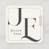 Elegant Retro Ivoor Wit Monogram Vierkante Visitekaartje (Voorkant)