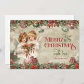 Elegant retro kerst Victoriaans Angels Feestdagenkaart (Voorkant / Achterkant)