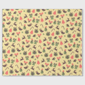 Elegant retro kerstcadeaupapier cadeaupapier (Vlak)