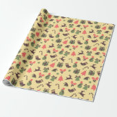 Elegant retro kerstcadeaupapier cadeaupapier (Uitgerold)