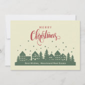 Elegant Retro Kersthuis | Makelaar Gepersonaliseer Bedankkaart (Voorkant)