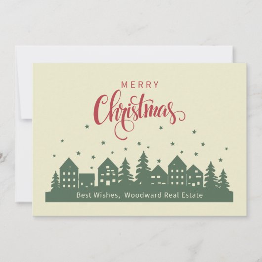 Elegant Retro Kersthuis | Makelaar Gepersonaliseer Bedankkaart (Voorkant)