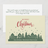 Elegant Retro Kersthuis | Makelaar Gepersonaliseer Bedankkaart (Voorkant / Achterkant)