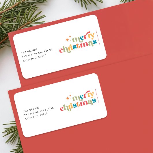Elegant Retro Kerstvakantie Retouradres Etiket