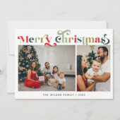 Elegant Retro Kleurrijk 2 Foto Feestdagenkaart (Voorkant)