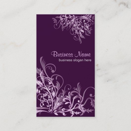 Elegant Retro Lavender Flower Swirls 3 Visitekaartje (Voorkant)