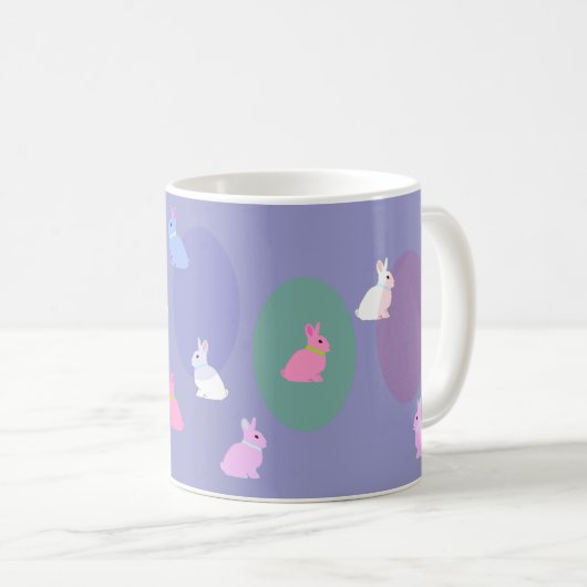Elegant Retro Lilac Rabbit Bunny Easter Mug Koffiemok (Voorkant rechts)
