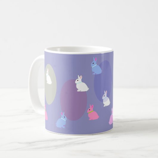 Elegant Retro Lilac Rabbit Bunny Easter Mug Koffiemok (Voorkant links)