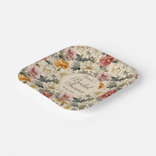 Elegant retro motief floraal voor Vrijgezellenfees Papieren Bordje (Gebogen)