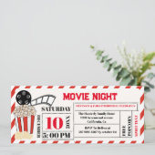 Elegant Retro Movie Night Verjaardagsfeestticket Kaart (Staand voorkant)