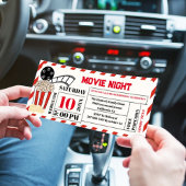 Elegant Retro Movie Night Verjaardagsfeestticket Kaart