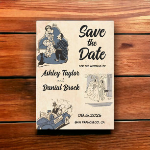 Elegant Retro Old Romantic Wedding Save the Date Kaart
