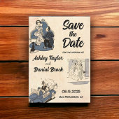 Elegant Retro Old Romantic Wedding Save the Date Kaart