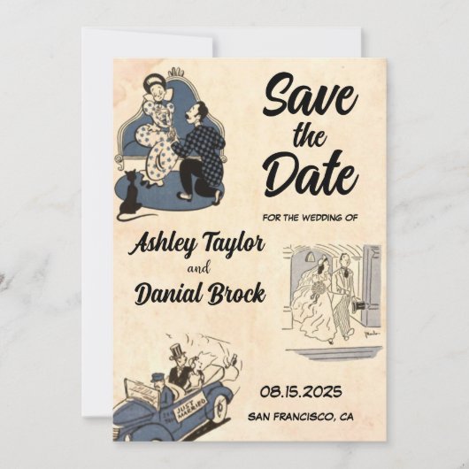 Elegant Retro Old Romantic Wedding Save the Date Kaart (Voorkant)