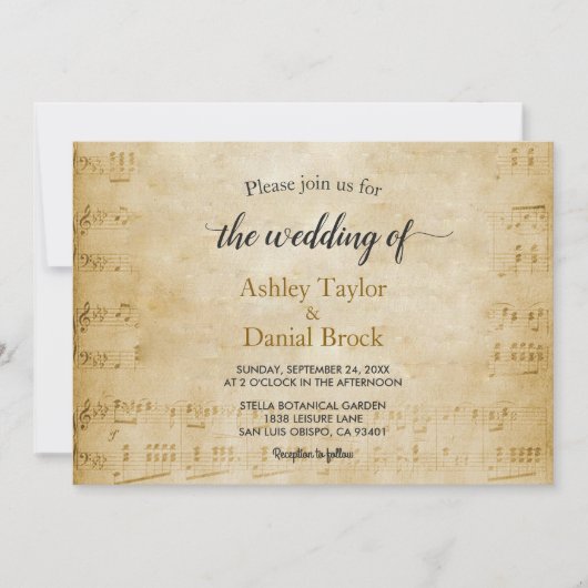 Elegant  Retro Old Script Musical Weddenschap Kaart (Voorkant)