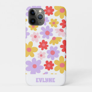 Elegant Retro Paarse Rood Modern Groovy Floral Case-Mate iPhone Case