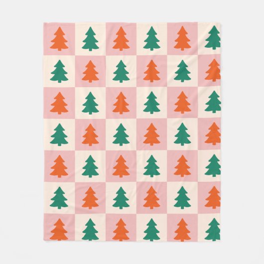 Elegant retro patroon van kerstbomen plein fleece deken (Voorkant)