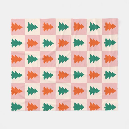 Elegant retro patroon van kerstbomen plein fleece deken (Voorkant (Horizontaal))