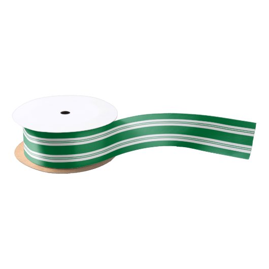 Elegant Retro Peppermint Green Candy Cane Stripes Satijnen Lint (Spoel)