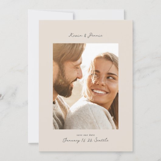 Elegant Retro Photo Wedding  Save The Date (Voorkant)