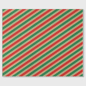 Elegant Retro Red Green Candy Cane Stripes Cadeaupapier (Vlak)