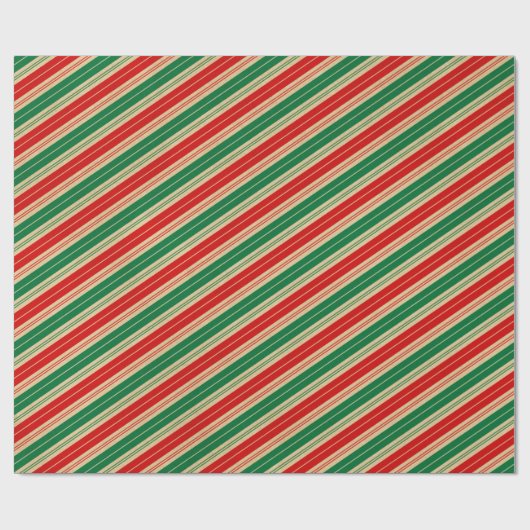 Elegant Retro Red Green Candy Cane Stripes Cadeaupapier (Vlak)