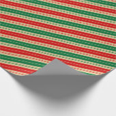 Elegant Retro Red Green Candy Cane Stripes Cadeaupapier (Hoek)