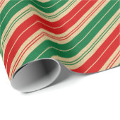 Elegant Retro Red Green Candy Cane Stripes Cadeaupapier (Rol Hoek)