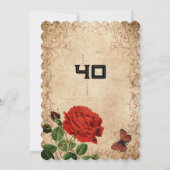 Elegant retro rode roos vintage kaart (Achterkant)