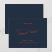 Elegant Retro Rood & Ivoor Save the Date Kaart (Voorkant / Achterkant)