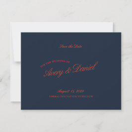 Elegant Retro Rood & Ivoor Save the Date Kaart