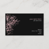 Elegant Retro Roze Bloemstrijken Visitekaartje (Achterkant)