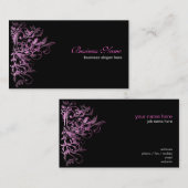 Elegant Retro Roze Bloemstrijken Visitekaartje (Voorkant / Achterkant)