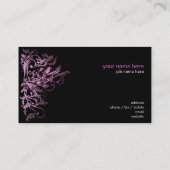 Elegant Retro Roze Bloemstrijken Visitekaartje (Achterkant)