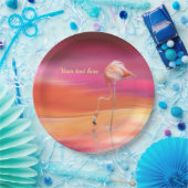Elegant Retro Roze Flamingo Surreal personaliseer Papieren Bordje (Feest)