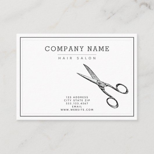 Elegant Retro schaar - Minimale hairsalon Visitekaartje (Voorkant)