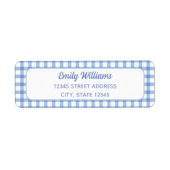 Elegant Retro Schattige Baby Blauw Gingham Etiket (Voorkant)