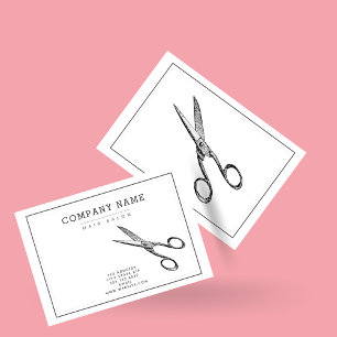 Elegant Retro Scissors - Minimale Hairsalon Visitekaartje