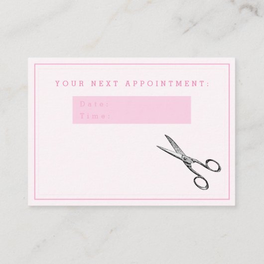 Elegant Retro Scissors Pink Hairsalon Loyalty Visitekaartje (Achterkant)