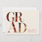 Elegant Retro Script Grad Foto Afstuderen Kaart (Voorkant)