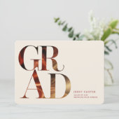 Elegant Retro Script Grad Foto Afstuderen Kaart (Staand voorkant)