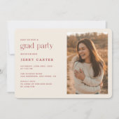 Elegant Retro Script Grad Foto Afstuderen Kaart (Achterkant)