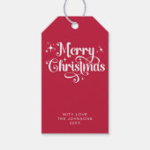 Elegant Retro Script Rood Minimal Vrolijk Kerstfee Cadeaulabel (Voorkant)