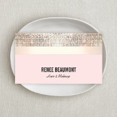 Elegant Retro Sequin Gold en Roze Striped Visitekaartje