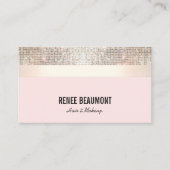 Elegant Retro Sequin Gold en Roze Striped Visitekaartje (Voorkant)