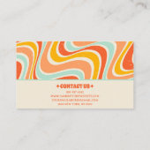 Elegant Retro Sinaasappel Blauw Geel 70s Boho Groo Visitekaartje (Achterkant)