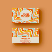 Elegant Retro Sinaasappel Blauw Geel 70s Boho Groo