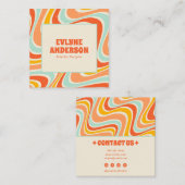 Elegant Retro Sinaasappel Blauw Grunge Boho Chic G Vierkante Visitekaartje (Voorkant / Achterkant)