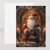 Elegant  retro sinterklaas vooraan op de deur feestdagenkaart (Voorkant / Achterkant)