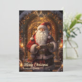 Elegant  retro sinterklaas vooraan op de deur feestdagenkaart (Staand voorkant)